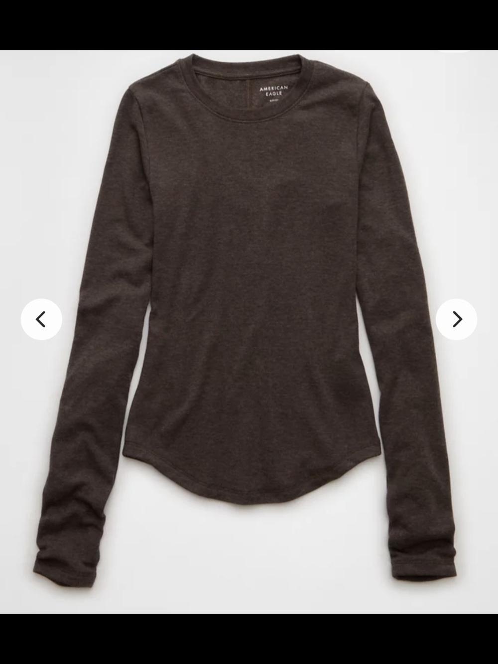 American Eagle Outfitters Long-Sleeve Crewneck Tee - Brown